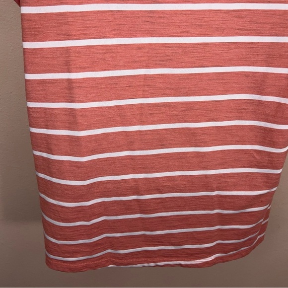 Large Mauve Orange White Striped Tee Time And Tru Casual Cotton Blend Preppy - Picture 9 of 13